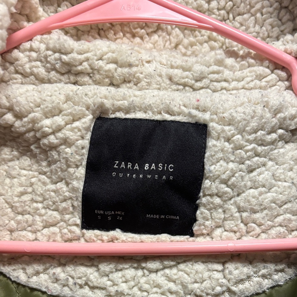 Zara Basic Olive Green Coat With Back Graphic Det… - image 4